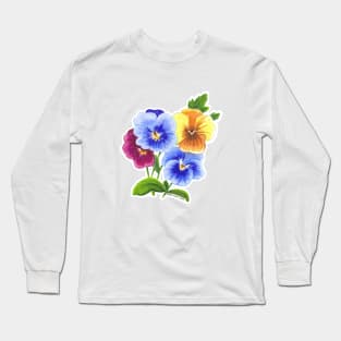 Pansy Flowers Long Sleeve T-Shirt